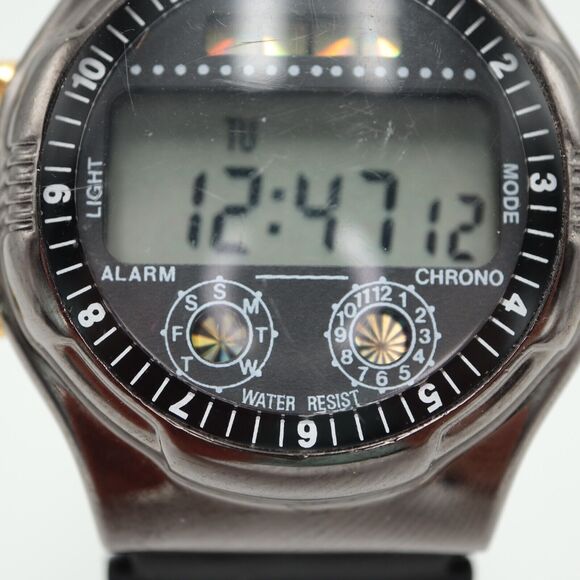 Vintage Digital Sports Watch 39mm Alarm Chrono Black Strap with New Battery - Picture 4 of 16
